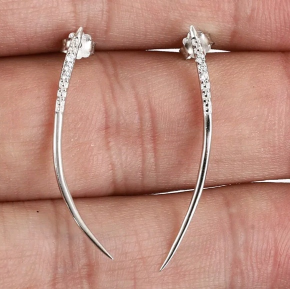 Avelons Designs Jewelry - Sterling silver white topaz spiked earrings